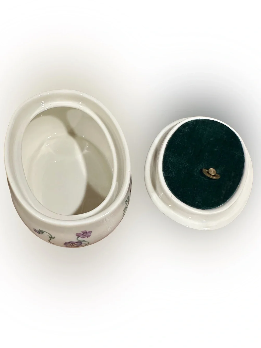 Floral Porcelain Trinket Box - White with Multicolor Flowers